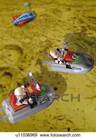 Stock Illustration - Toy Doll, Space Exploration, High Angle View. Fotosearch
