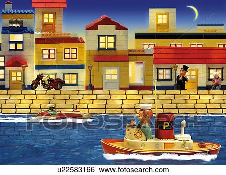 Toy Doll, Town View Large Illustration Stock Illustration - Toy Doll, Town. Fotosearch