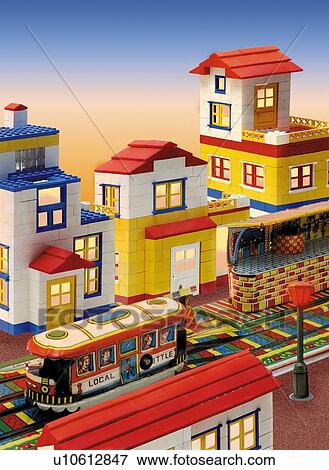 Stock Illustration - Toy, Railroad Station, High Angle View. Fotosearch