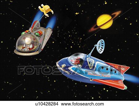 Stock Illustration - Toy, Space Ship, View from Space. Fotosearch