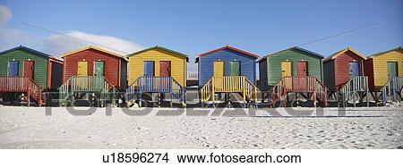 Picture - Beach huts South Africa. Fotosearch