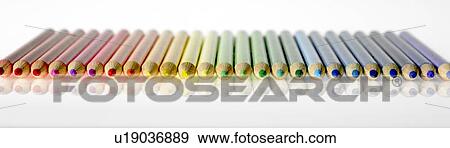 Stock Photo - Coloured pencils in a row. Fotosearch