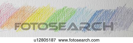 Stock Photo - Multi-Colored Crayon on paper close up. Fotosearch