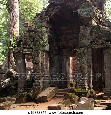 Stock Image - Khmer Kingdom palace ruins in Cambodia. Fotosearch
