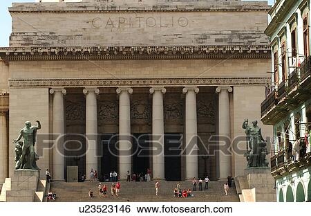 Stock Photograph - Low angle view of the facade of a government building. Fotosearch
