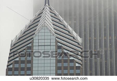 Stock Photography - Fog around Two Prudential Plaza in Chicago. Fotosearch