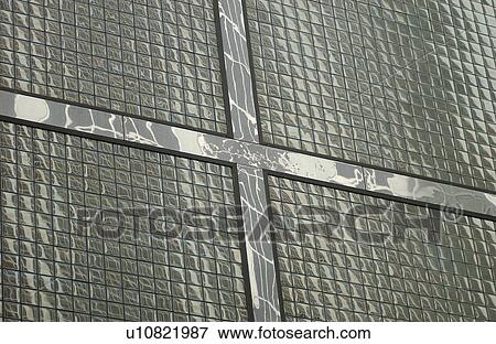 Stock Photo - Metal frame of a glass window at CTA Station in Chicago. Fotosearch