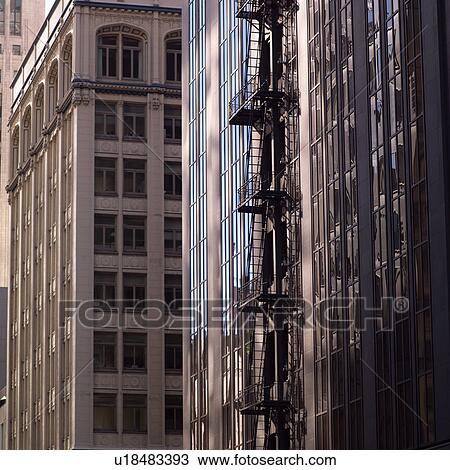 Fire escape on the side of a building View Large Photo Image Stock Image - Fire escape on the side of a building. Fotosearch