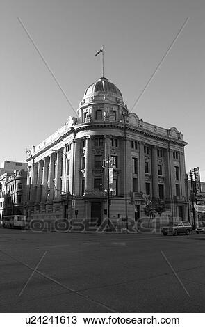 Stock Image - Black and White Photograph of A. A. Heaps Building. Fotosearch