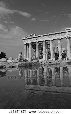 Stock Image - Columns of an ancient historical building in Athens, Greece. Fotosearch
