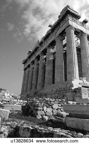 Picture - Low angle view of an ancient historical building in Athens, Greece. Fotosearch