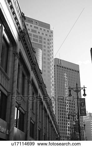 Stock Photo - Black and White Photograph of Curry Building, Toronto Dominion Bank and Richardson Building. Fotosearch
