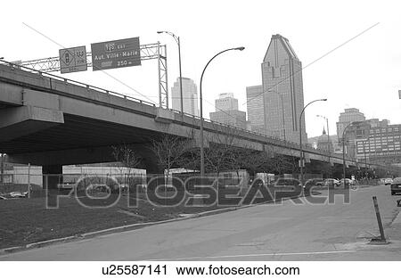Stock Image - Traffic bridge in Montreal, Canada. Fotosearch