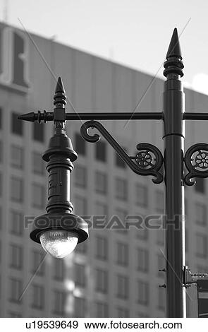 Stock Photo - Black and White Photograph of Lamp Post on Portage Avenue. Fotosearch