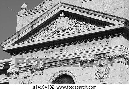 Stock Image - Black and White Photograph of Winnipeg classic architecture. Fotosearch