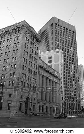 Stock Image - Black and White Photograph of Winnipeg classic architecture. Fotosearch