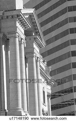 Stock Image - Black and White Photograph of Winnipeg classic architecture. Fotosearch