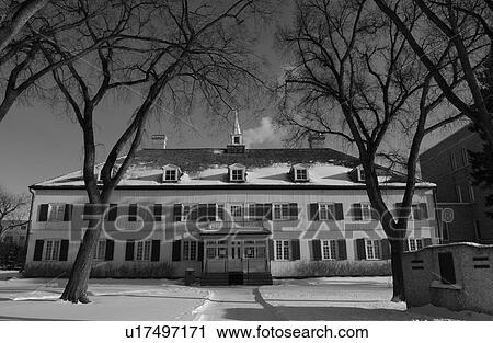 Stock Image - St. Boniface Museum, Winnipeg, Manitoba, Canada in winter. Fotosearch