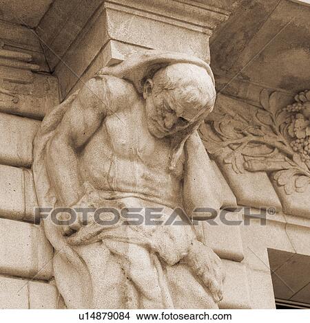 Picture - Carving of Man on Building Exterior in San Francisco. Fotosearch