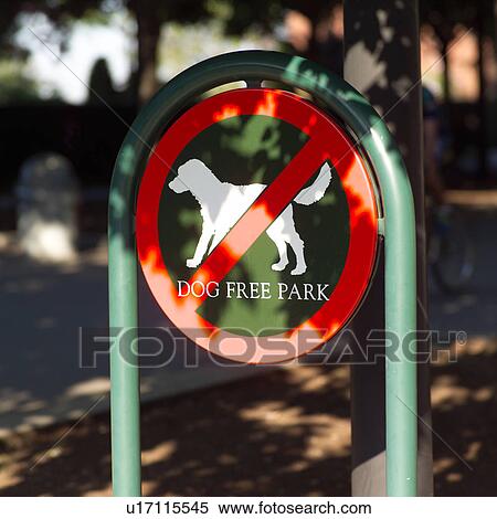 Stock Photography - Dog Free Park Sign. Fotosearch