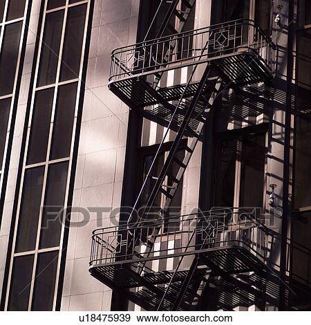 Fire escape on the side of a building in San Francisco View Large Photo Image Stock Photo - Fire escape on the side of a building in San Francisco. Fotosearch