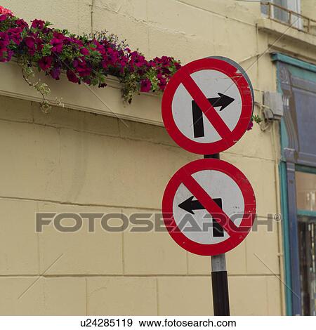 Stock Photo - Ireland - traffic signs on street. Fotosearch