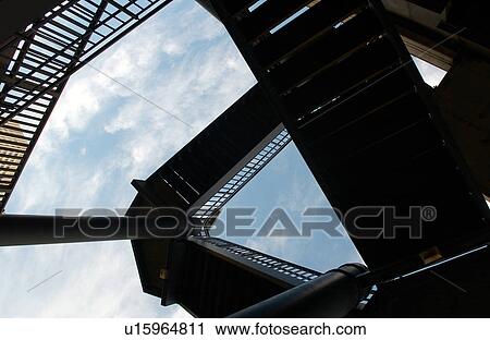 Stock Image - Low angle view of a staircase. Fotosearch