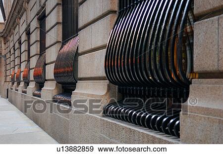 Metal railing of a building View Large Photo Image Stock Photo - Metal railing of a building. Fotosearch