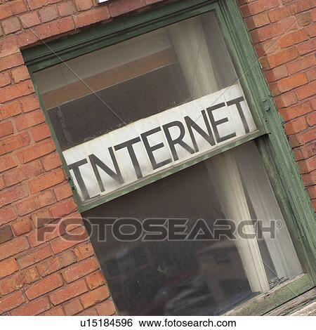 Window with an internet sign View Large Photo Image Stock Photograph - Window with an internet sign. Fotosearch