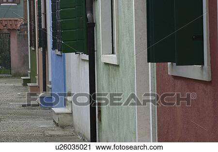 Stock Image - An array of colorful houses. Fotosearch