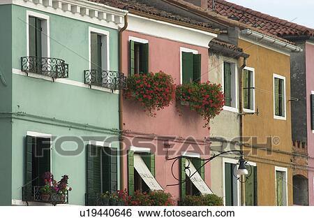 Stock Photograph - An array of houses in Venice. Fotosearch