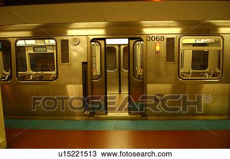 Stock Image - CTA train in Chicago. Fotosearch