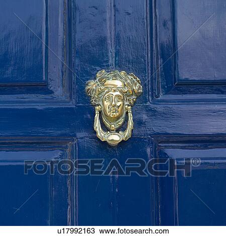 door knocker on blue door View Large Photo Image Stock Image - door knocker on blue door. Fotosearch