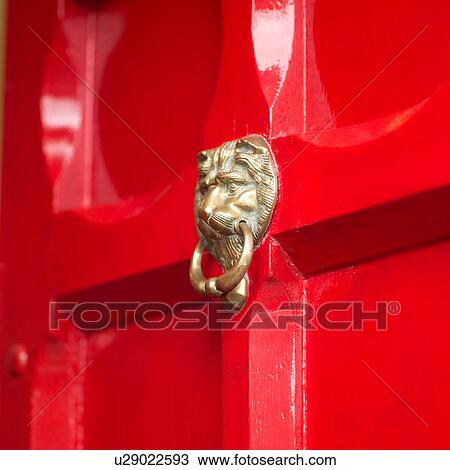 door knocker on red door View Large Photo Image Stock Image - door knocker on red door. Fotosearch