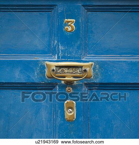 doorknocker on blue door View Large Photo Image Stock Photo - doorknocker on blue door. Fotosearch