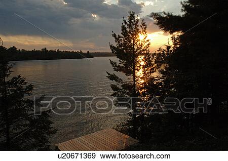 Lake of the Woods at twilight View Large Photo Image Stock Photo - Lake of the Woods at twilight. Fotosearch