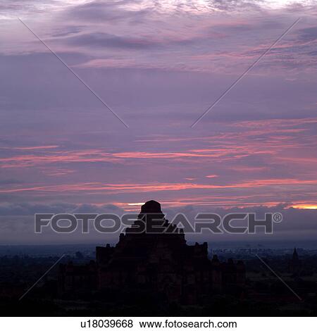 Stock Photo - Twilight sky over Bagan landscape. Fotosearch