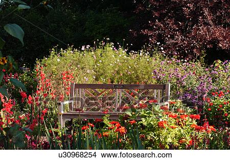 Garden Bench View Large Photo Image Picture - Garden Bench. Fotosearch