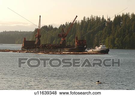 Stock Photo - Logging Boat, Ucluelet Harbour, Vancouver Island, Canada. Fotosearch