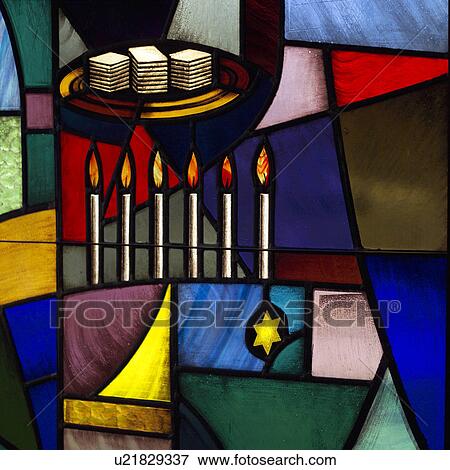 Synagogue - Stained Glass Windows View Large Photo Image Stock Photo - Synagogue - Stained Glass Windows. Fotosearch