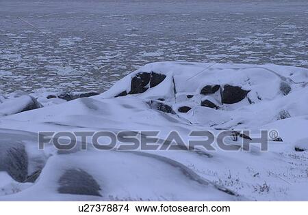 Picture - Churchill Northern Manitoba Canada Tundra Shoreline. Fotosearch