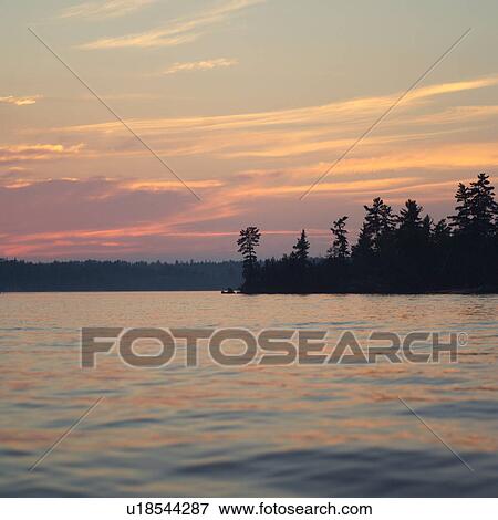 Stock Photo - Lake of the Woods at Twilight. Fotosearch