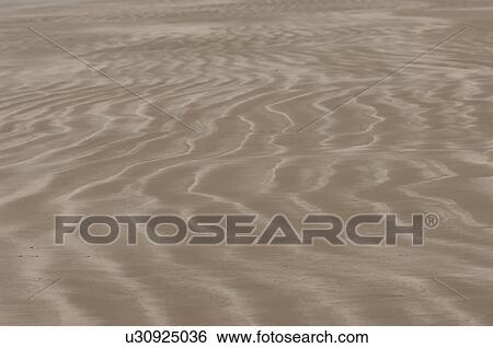 Stock Photograph - Pattern in sand at low tide, Pacific Rim National Park, Vancouver Island, Canada. Fotosearch