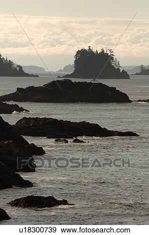 Stock Photo - Broken Islands at sunrise, Pacific Rim National Park, Vancouver Island, Canada. Fotosearch