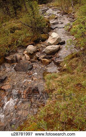Stock Photo - Stream of water running over rocks. Fotosearch