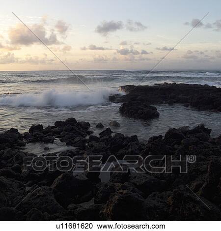 Stock Image - Hawaiian Islands of Molokai and Kauai - Ocean Views. Fotosearch