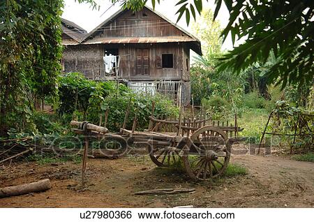 Stock Photograph - Wooden wagon in village. Fotosearch