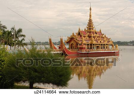 Picture - Pagoda on Irrawaddy River. Fotosearch