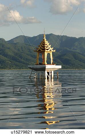 Stock Image - Temple on Inle Lake. Fotosearch