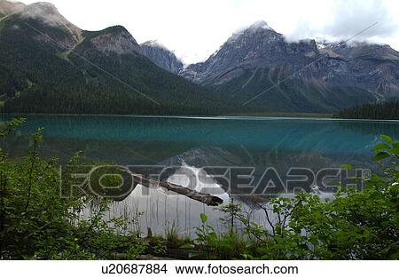 Scenic view of a lake between mountains, Rocky Mountains, Canada View Large Photo Image Picture - Scenic view of a lake between mountains, Rocky Mountains, Canada. Fotosearch